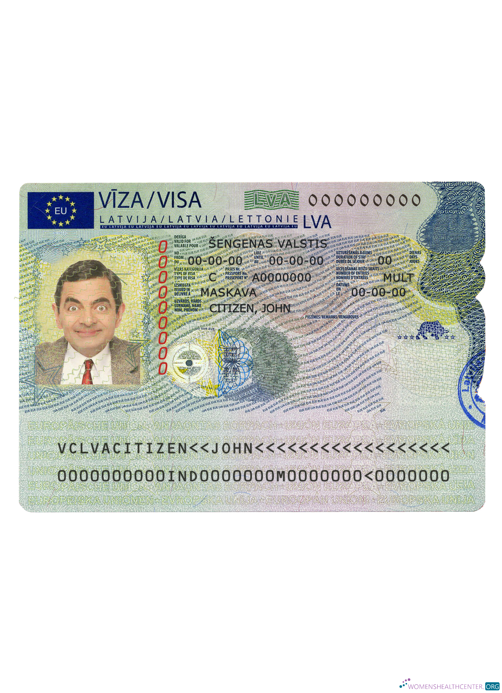 Download Latvia schengen visa Photoshop template